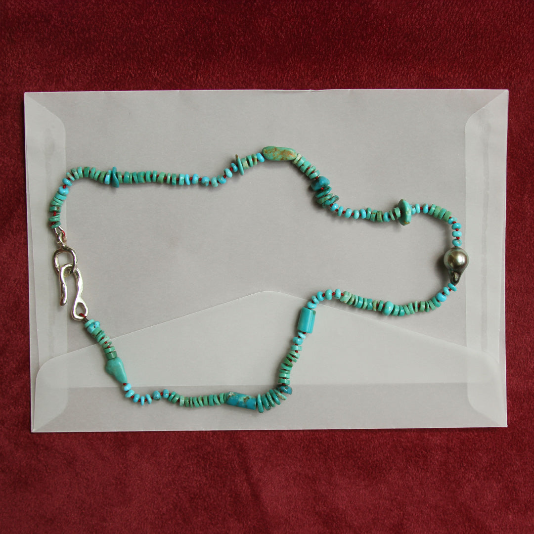 Turquoise and Tahitian Pearl Necklace