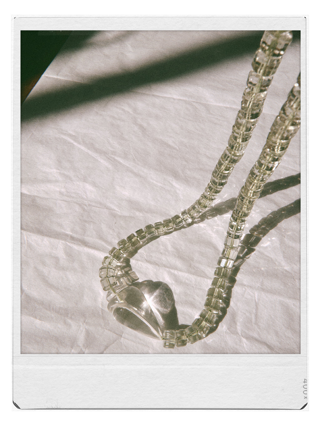 Green Amethyst and  Hand-Carved Rock Crystal Shell Necklace
