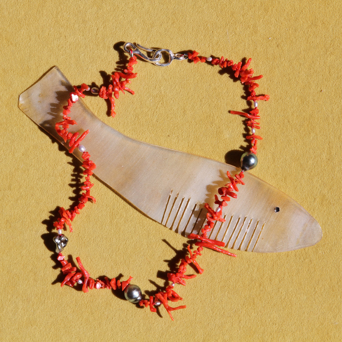 Red Coral and Pearl Necklace