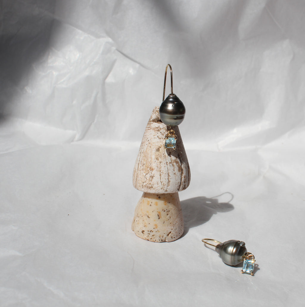 Keshi Pearl and Tourmaline