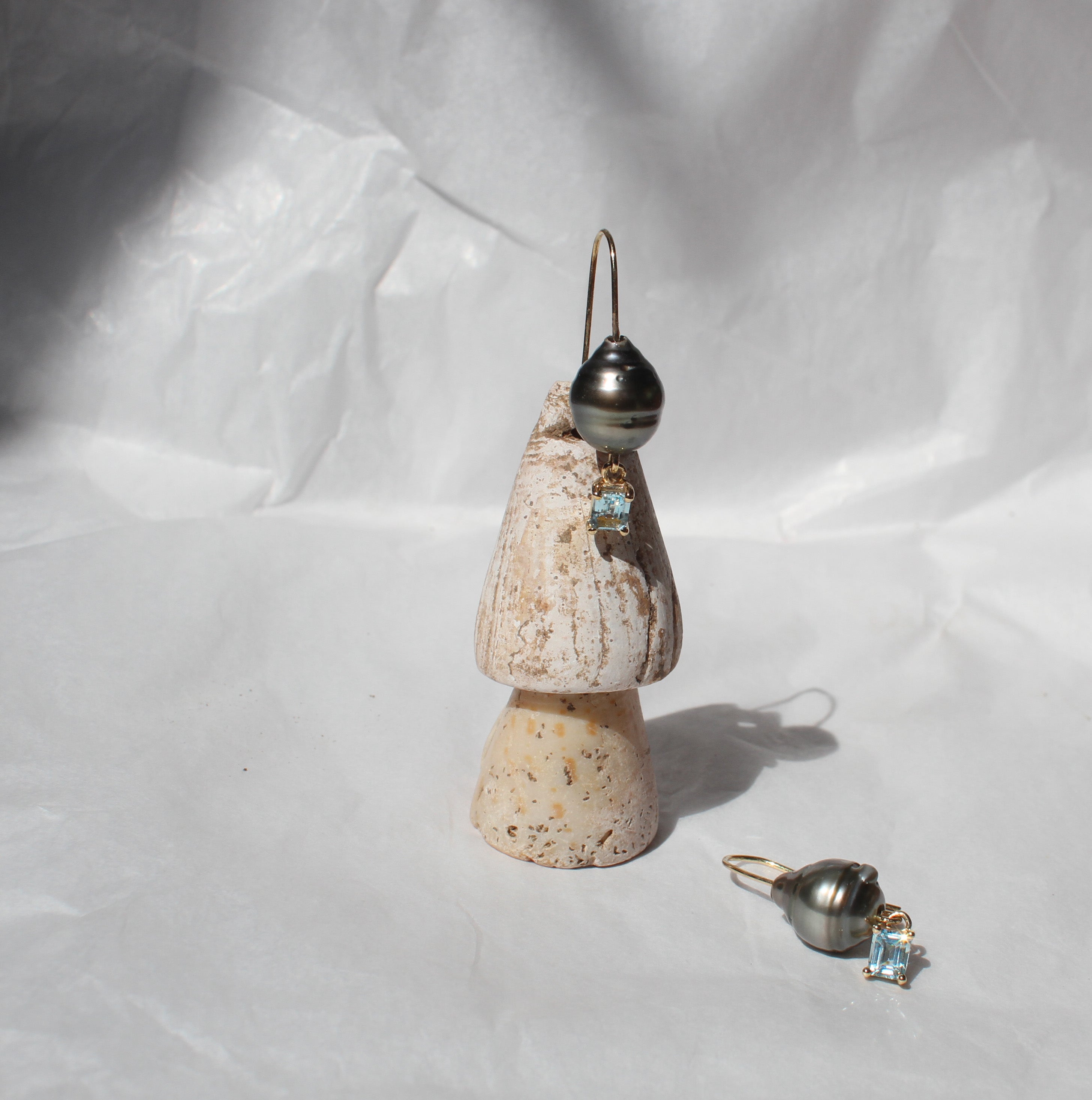 Keshi Pearl and Tourmaline