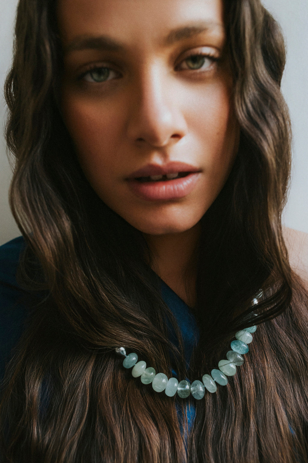 Milky Aquamarine and Tahitian Pearl Necklace