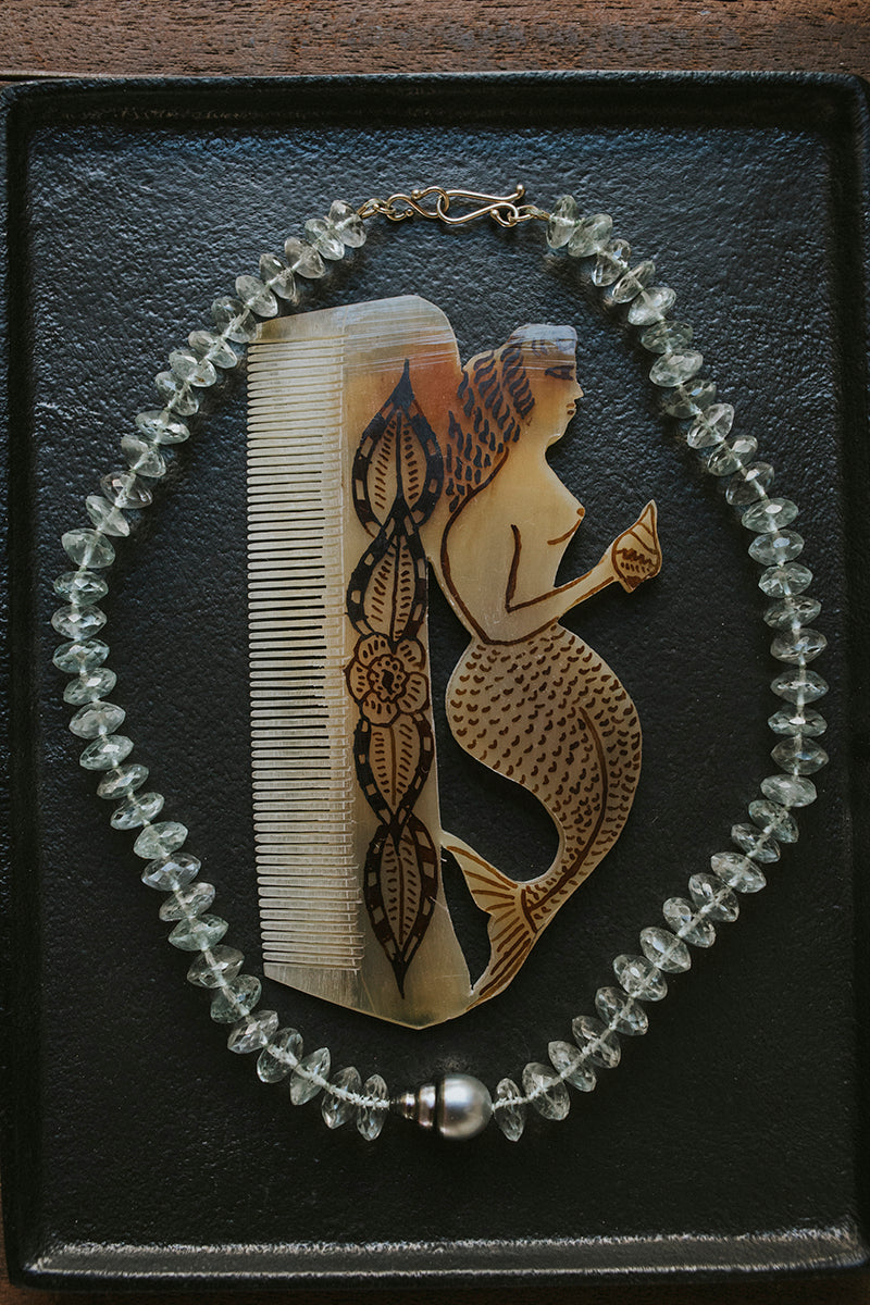Aquamarine and Tahitian Pearl Necklace