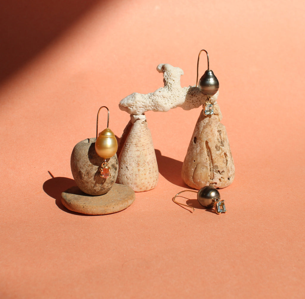 Keshi Pearl and Tourmaline