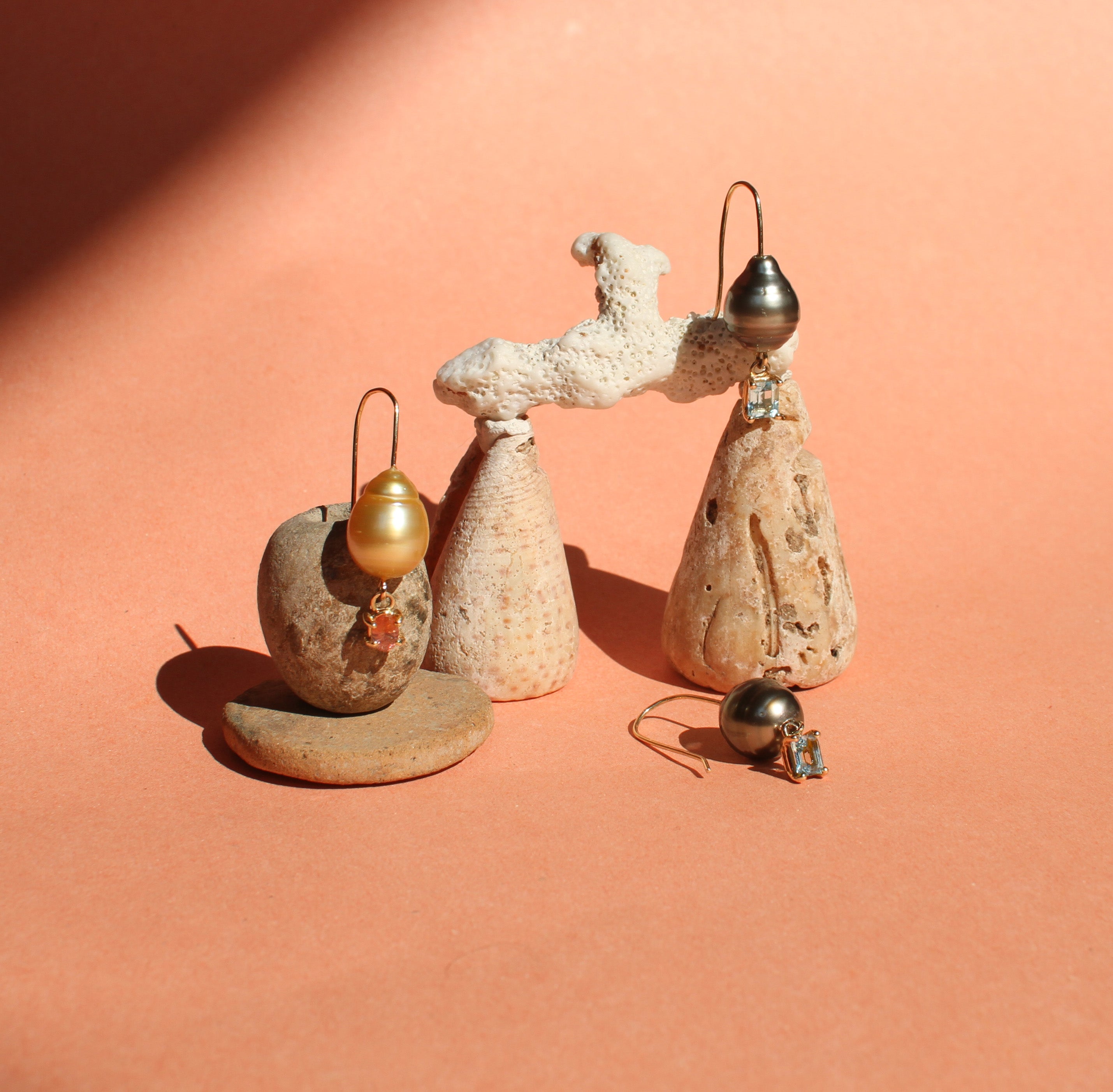 Keshi Pearl and Tourmaline
