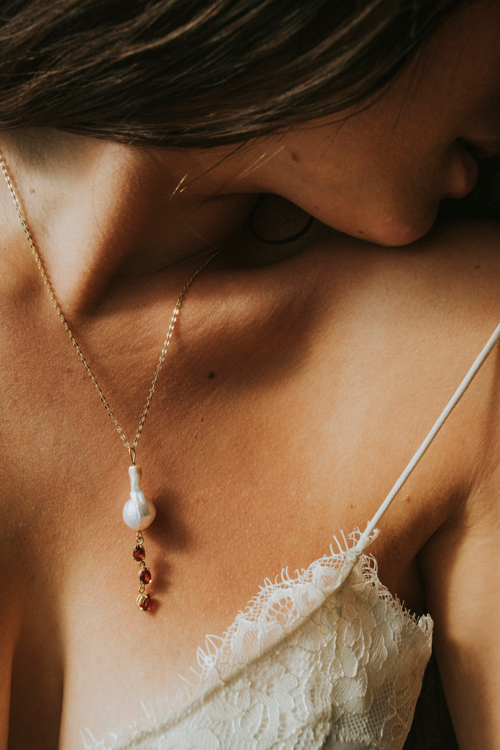 Baroque Pearl and Ruby Love Totem Pendant