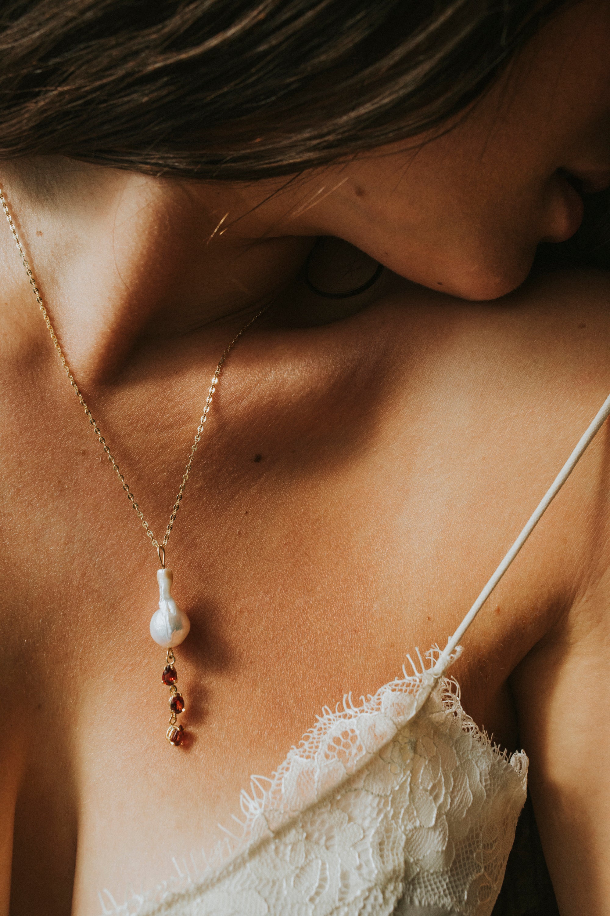 Baroque Pearl and Ruby Love Totem Pendant