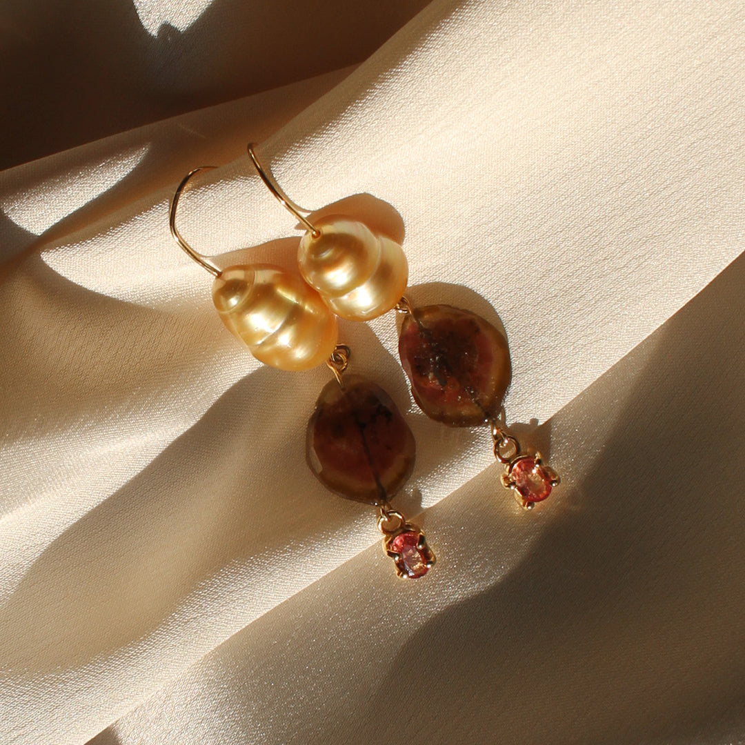 Gold and Tourmaline Earrings.