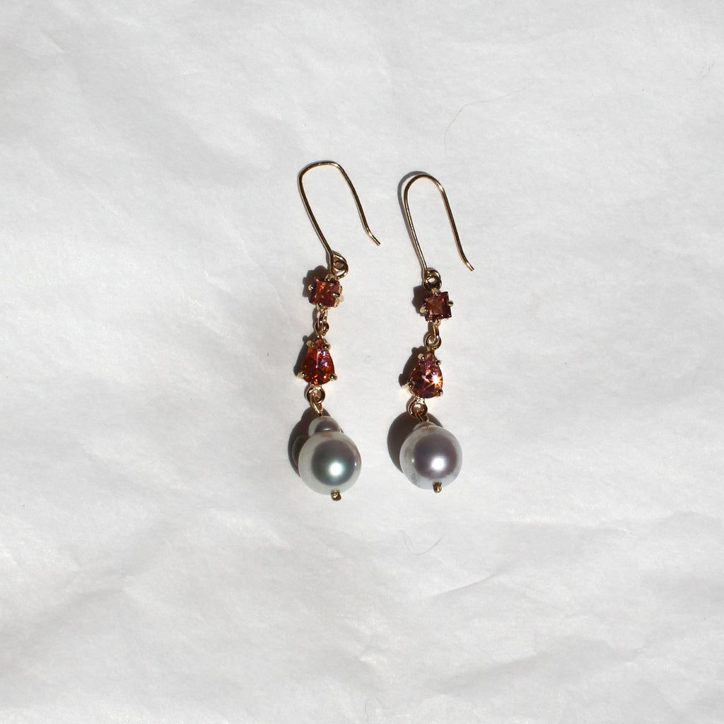 South Sea Pearl and Pink Tourmaline Earrings