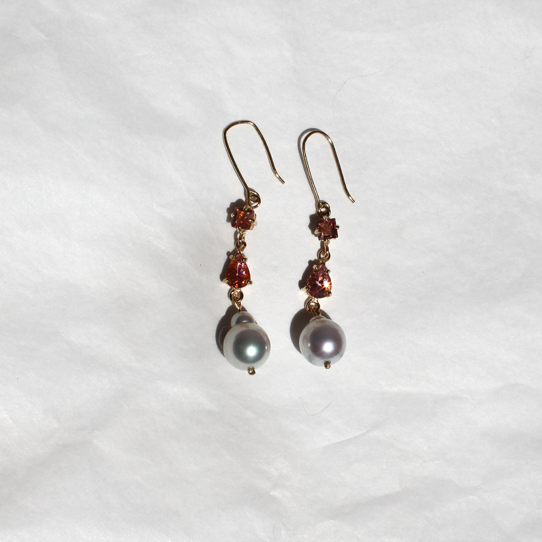 South Sea Pearl and Pink Tourmaline Earrings