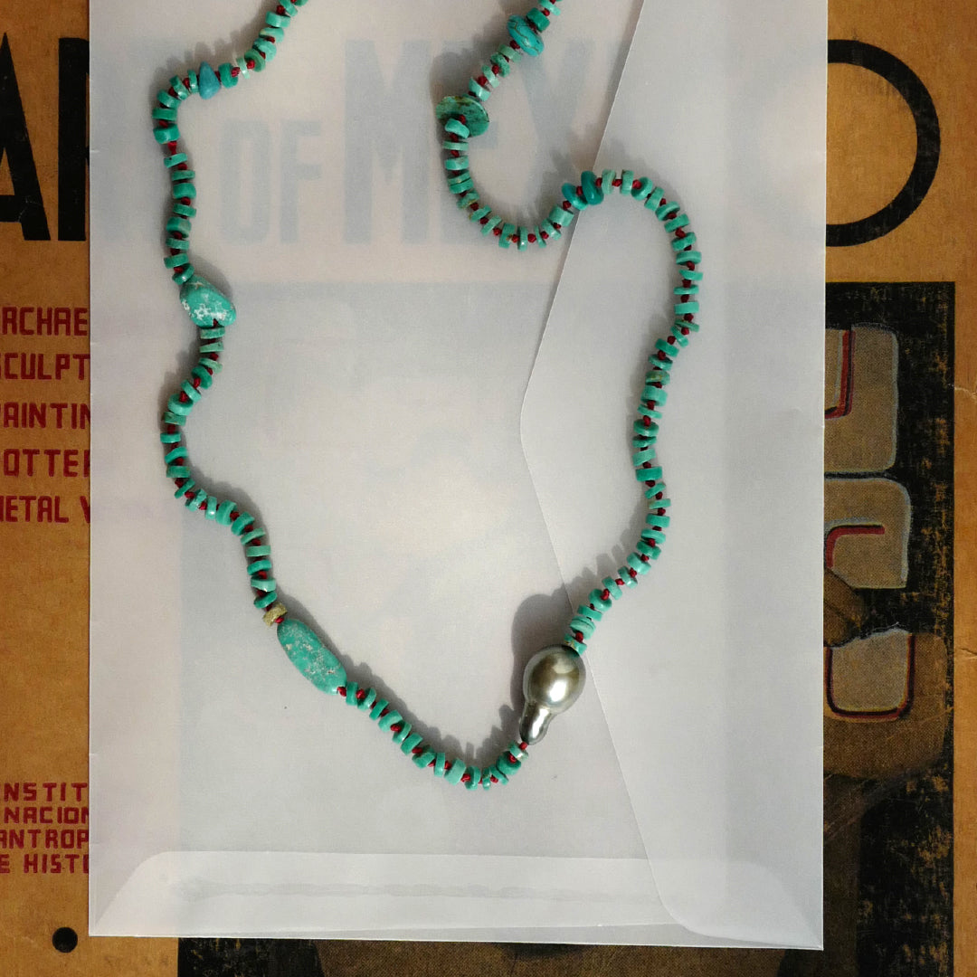 Turquoise and Tahitian Pearl Necklace