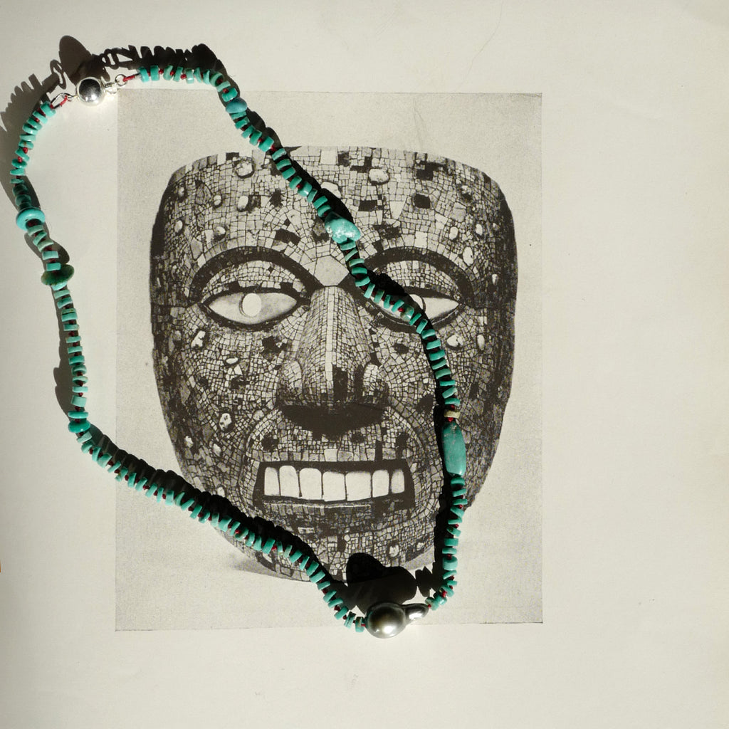 Turquoise and Tahitian Pearl Necklace