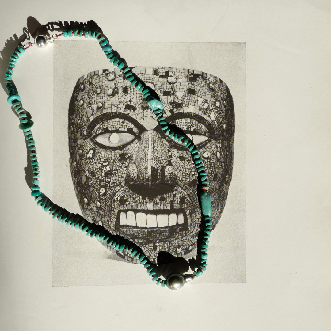 Turquoise and Tahitian Pearl Necklace
