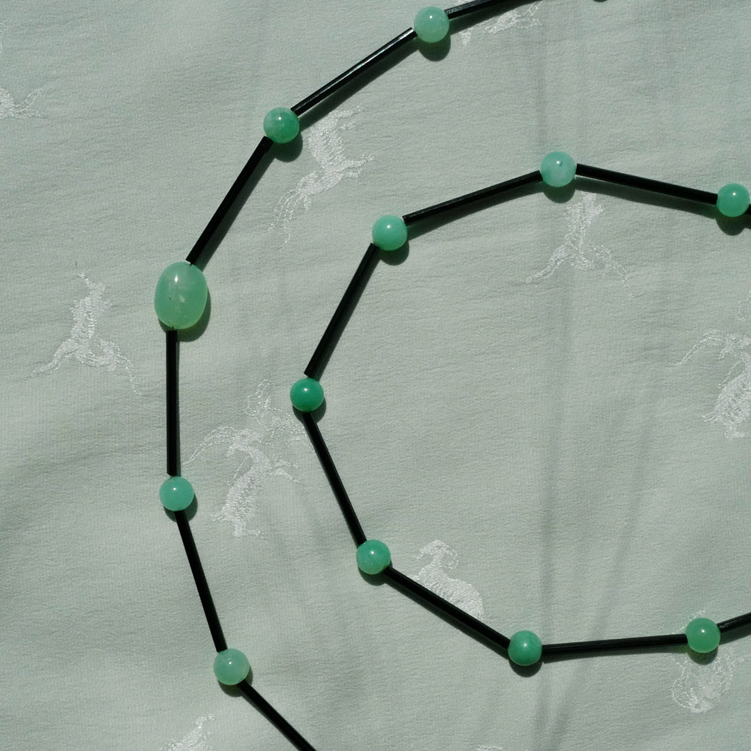 Chrysoprase and Czech Glass Art Deco Necklace
