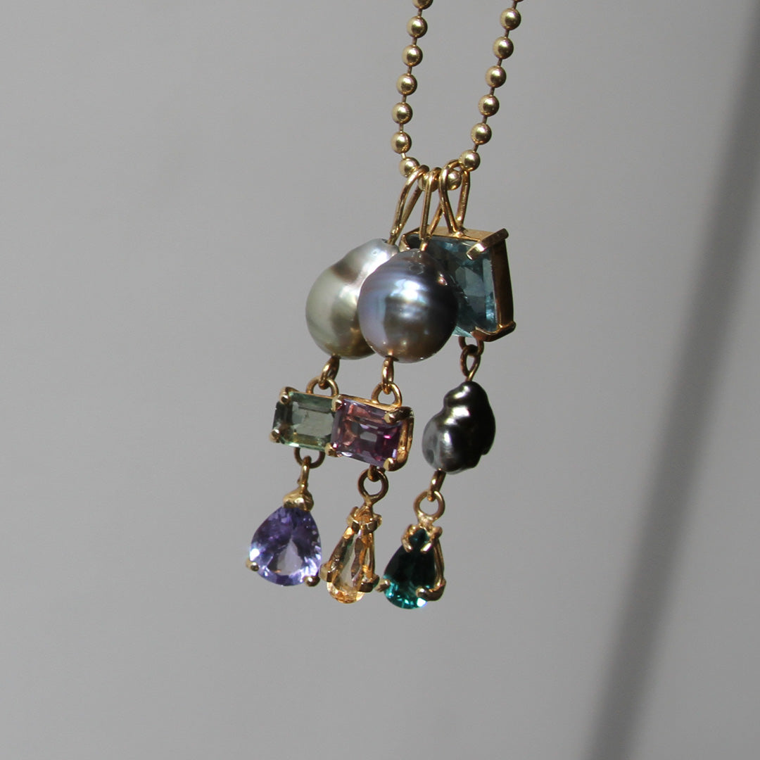 Tahitian Pearl, Lab-Grown Alexandrite and Yellow Beryl Totem Pendant