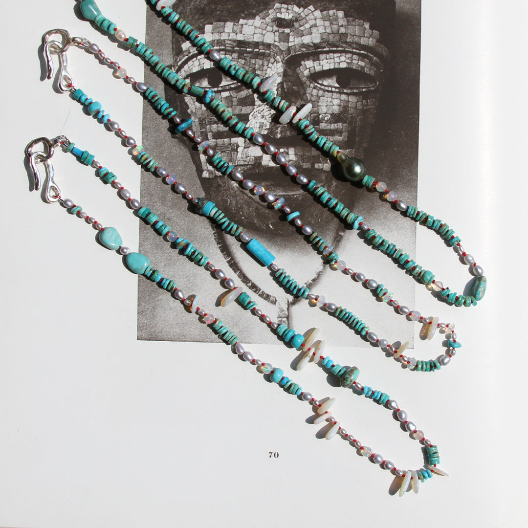 Turquoise and Tahitian Pearl Necklace