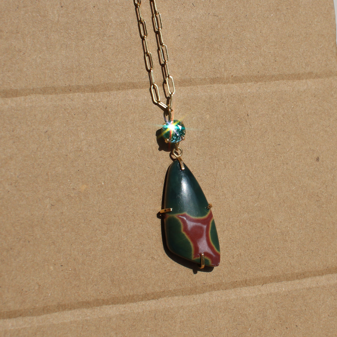 Ocean Jasper and Spinel Totem Pendant