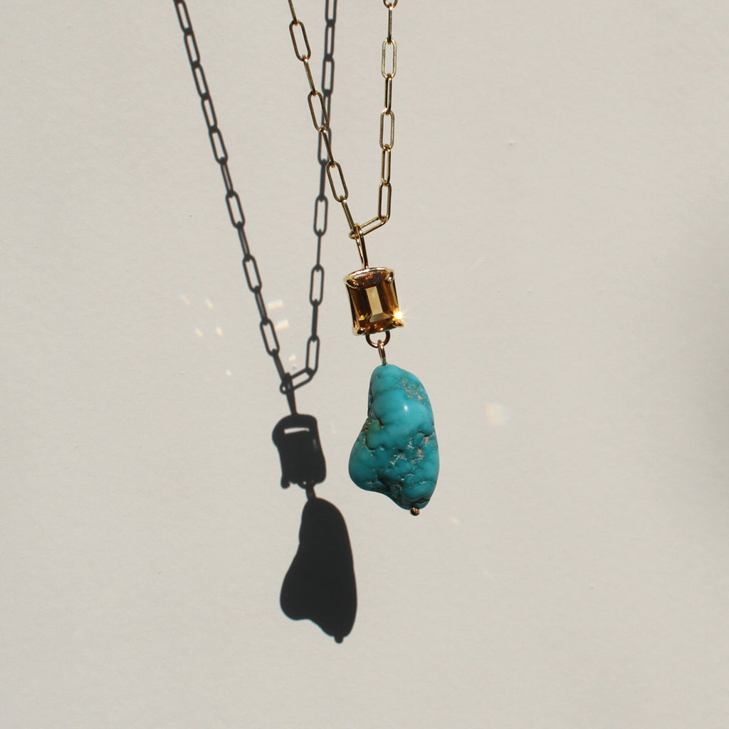 Citrine and Turquoise Totem Pendant