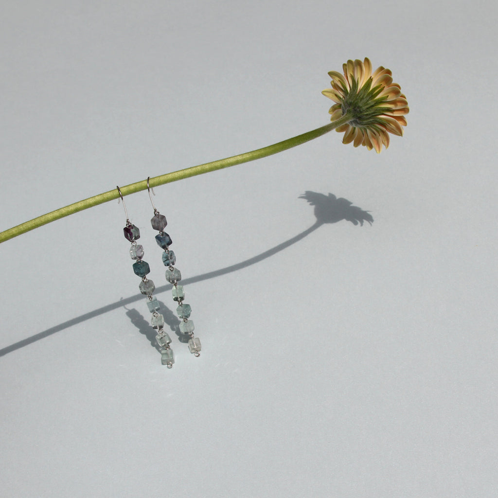 Fluorite Cube Earrings