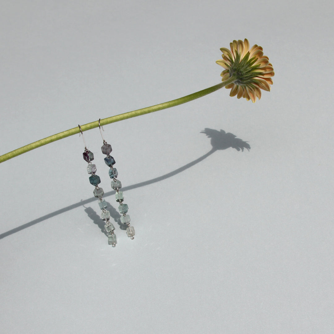 Fluorite Cube Earrings