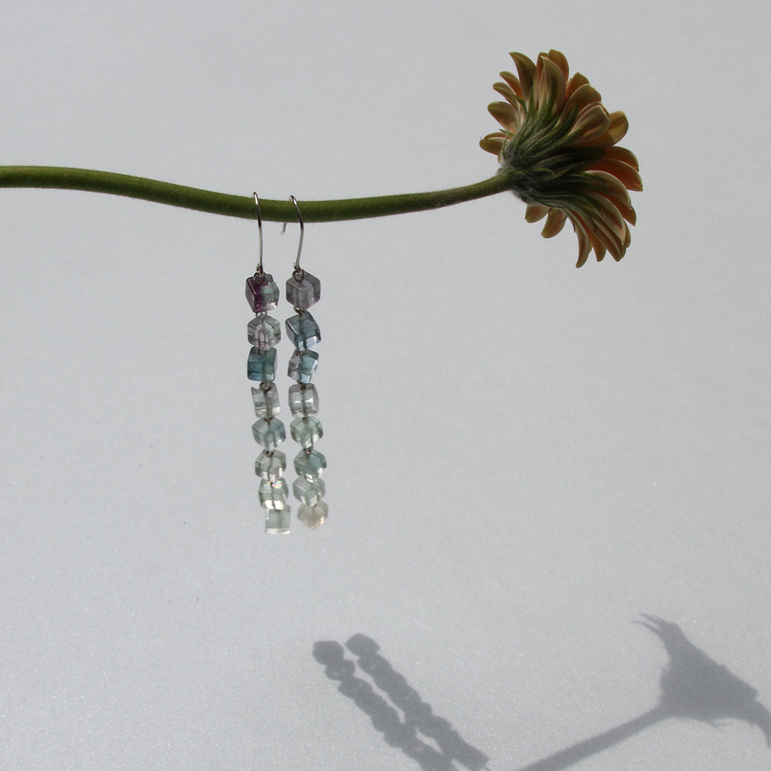 Fluorite Cube Earrings