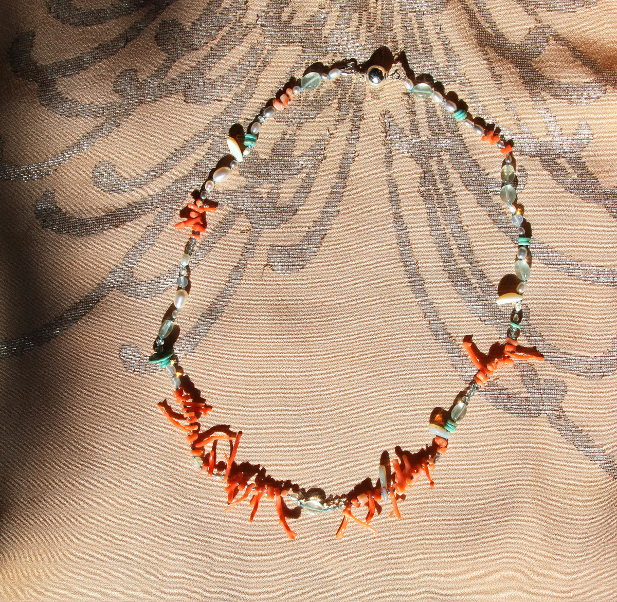 Vintage Pink Coral and Emeralds.