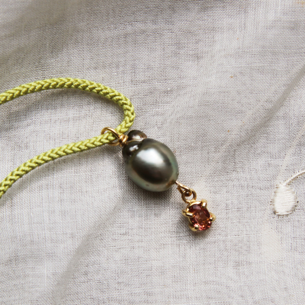Tahitian Pearl and Tourmaline Talisman Necklace