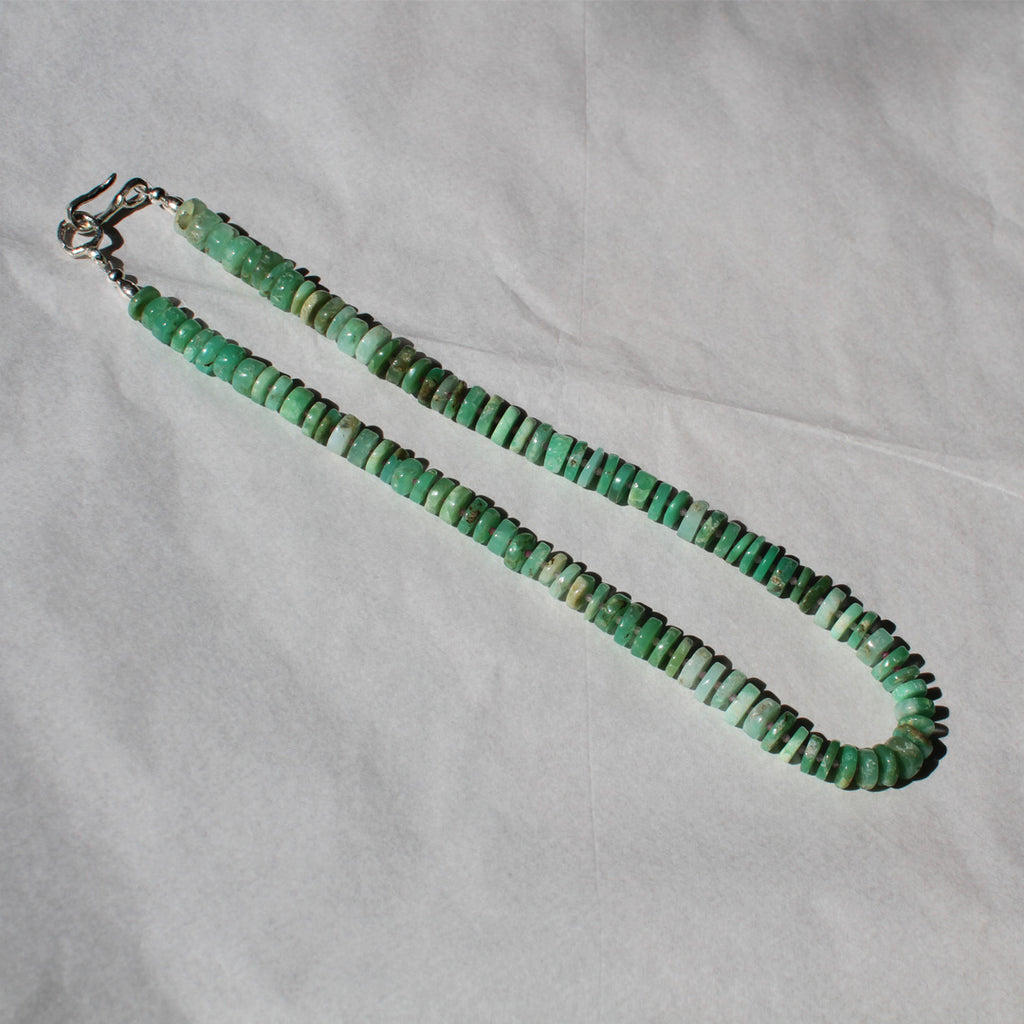 Chrysoprase and Ruby Bead Necklace.