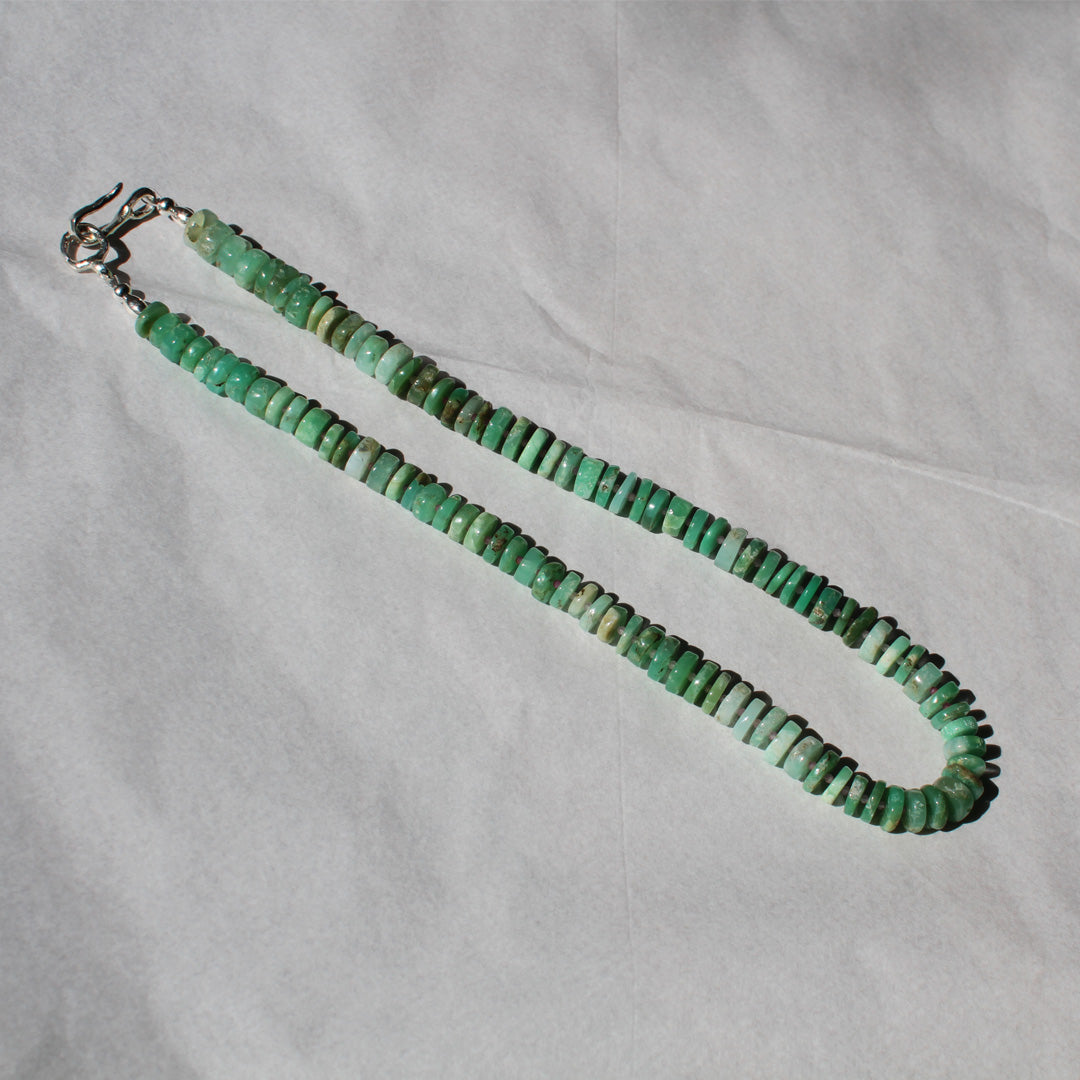 Chrysoprase and Ruby Bead Necklace.