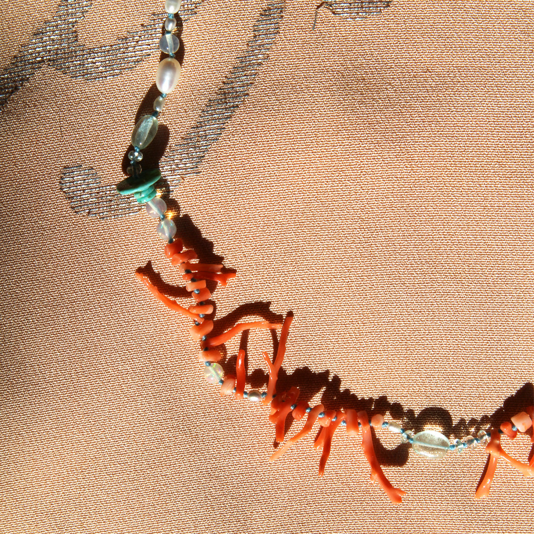 Vintage Pink Coral and Emeralds.