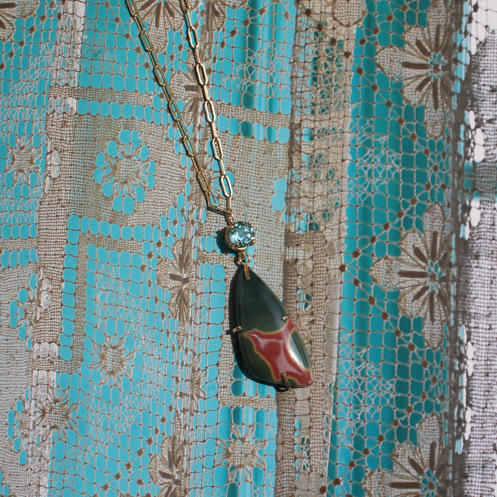 Ocean Jasper and Spinel Totem Pendant