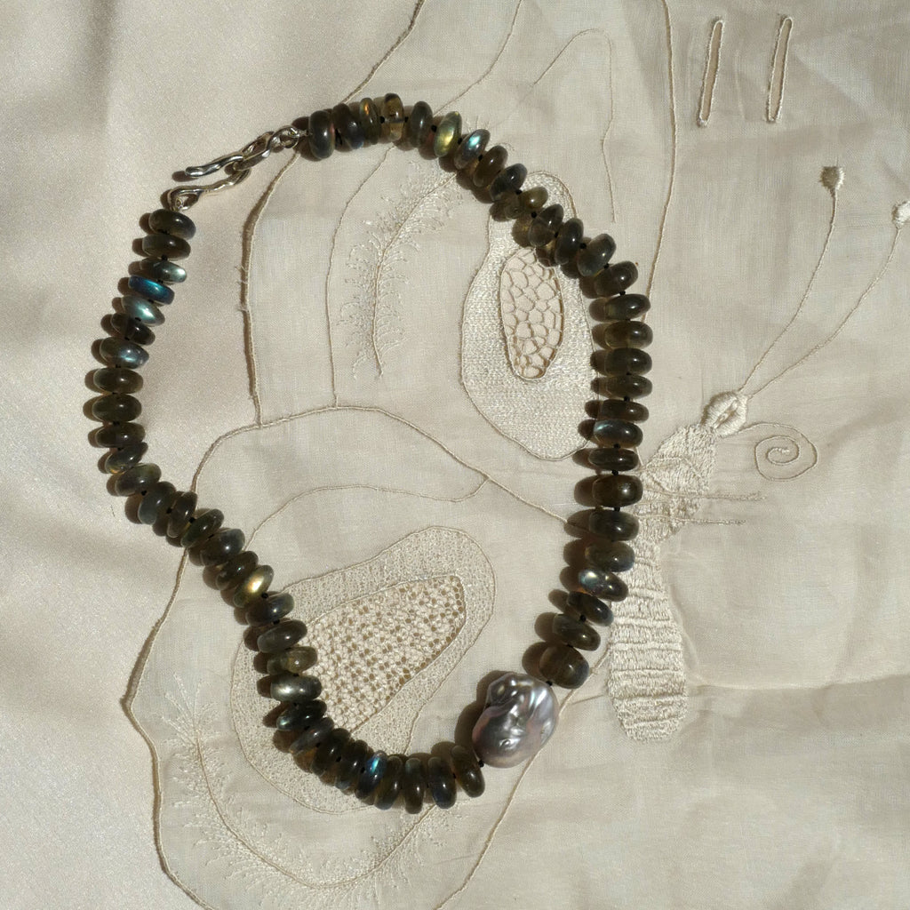 Labradorite and Baroque Pearl