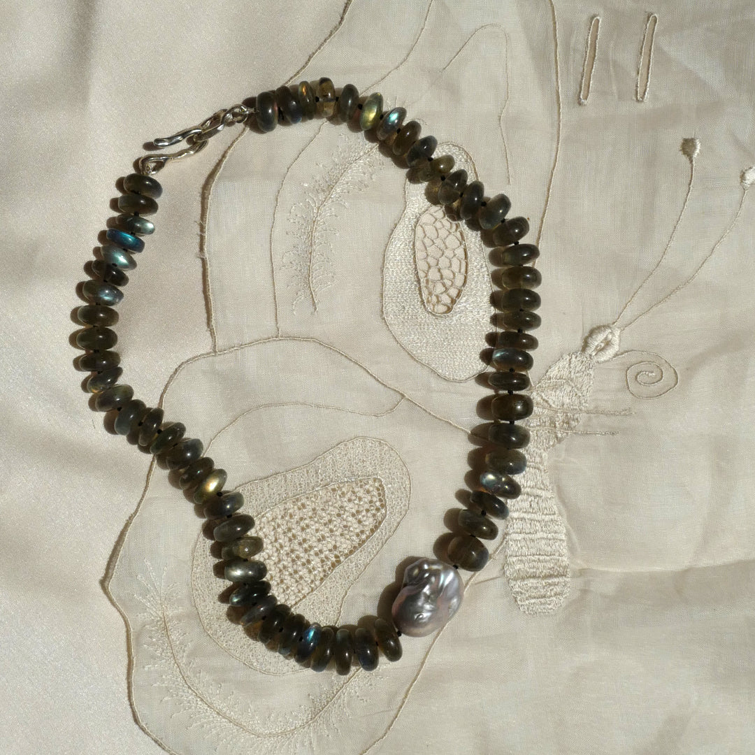 Labradorite and Baroque Pearl