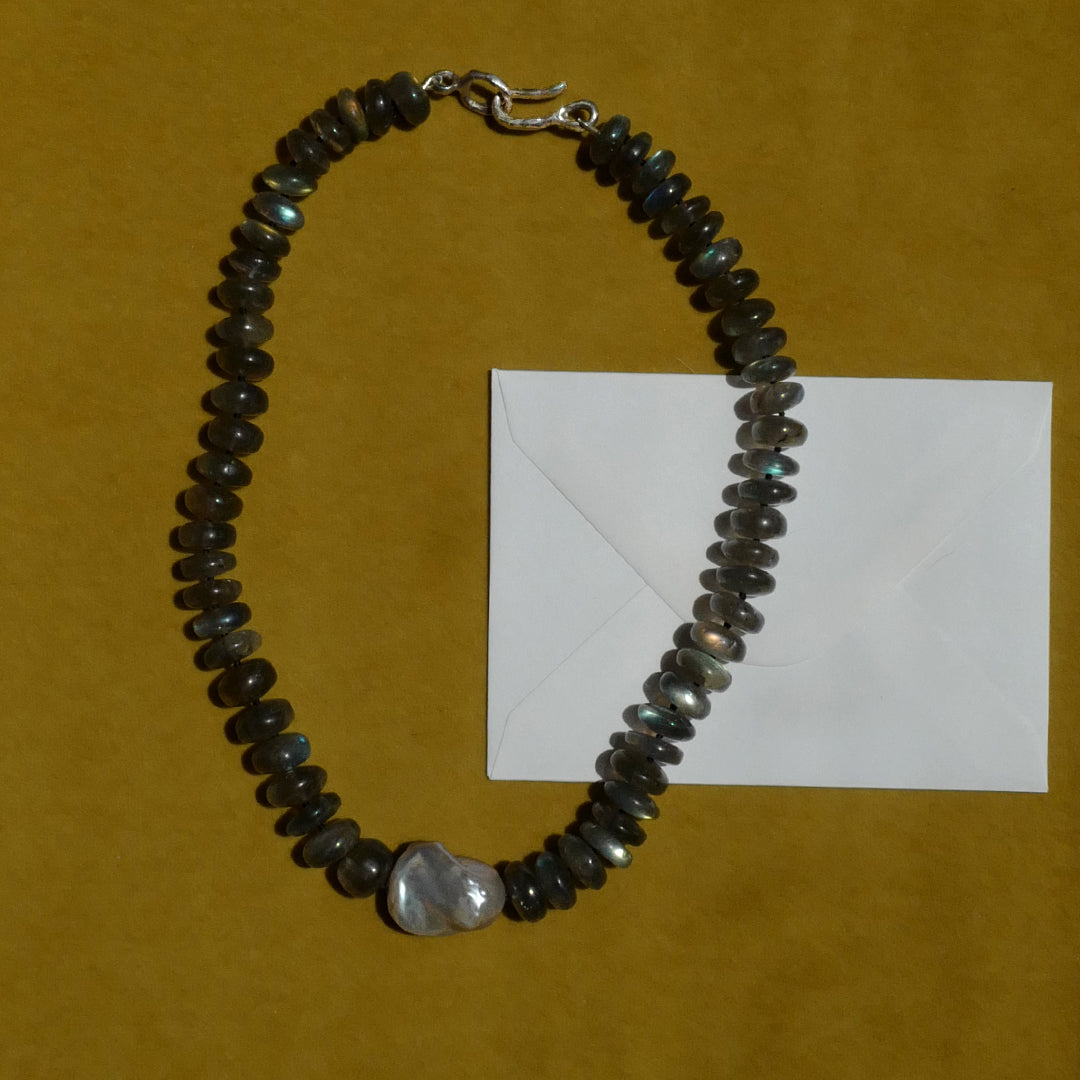 Labradorite and Baroque Pearl