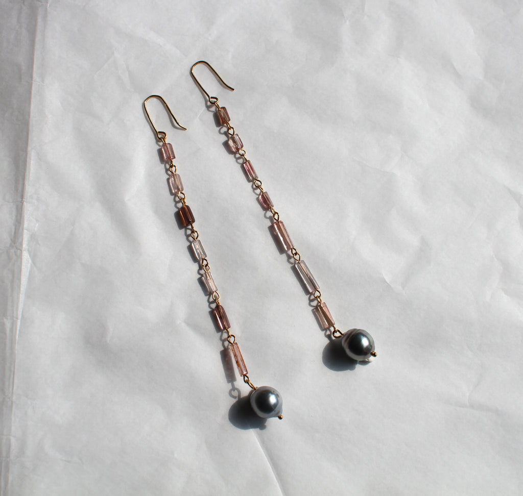 Pink Long Tourmalines Earrings