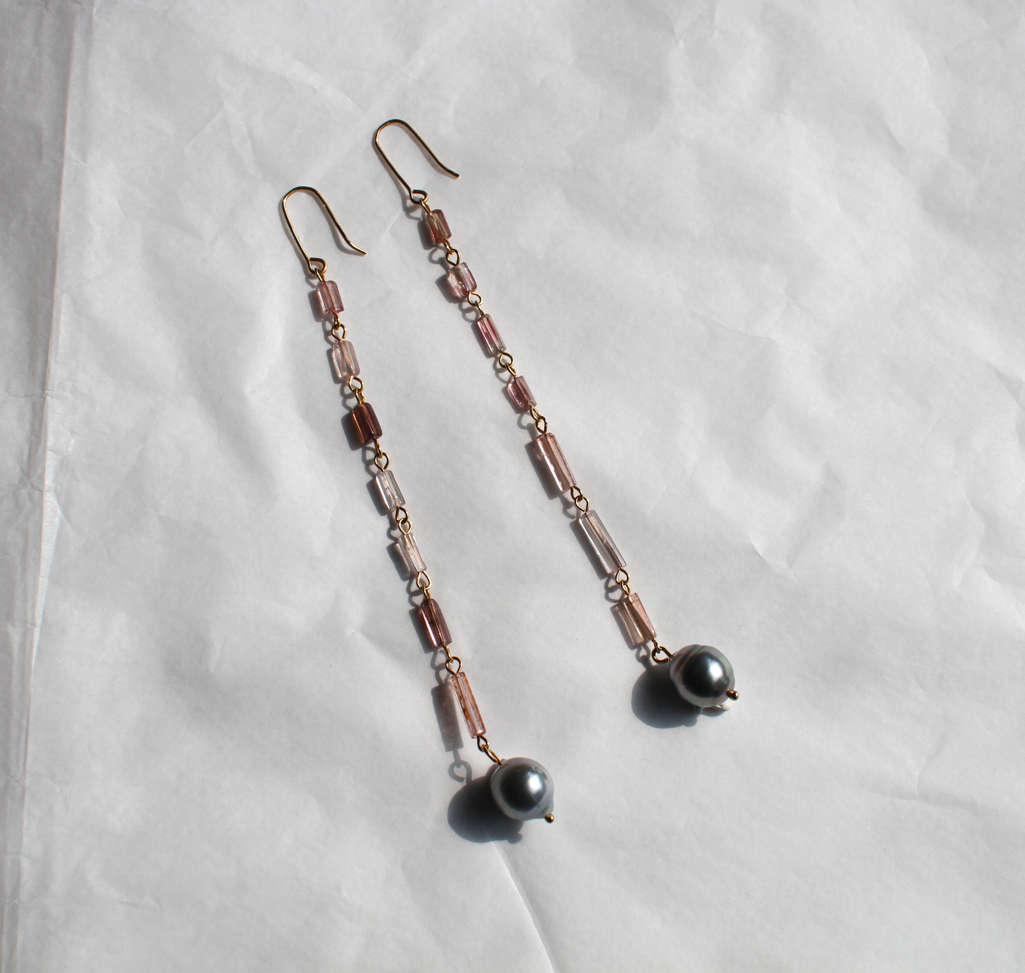 Pink Long Tourmalines Earrings