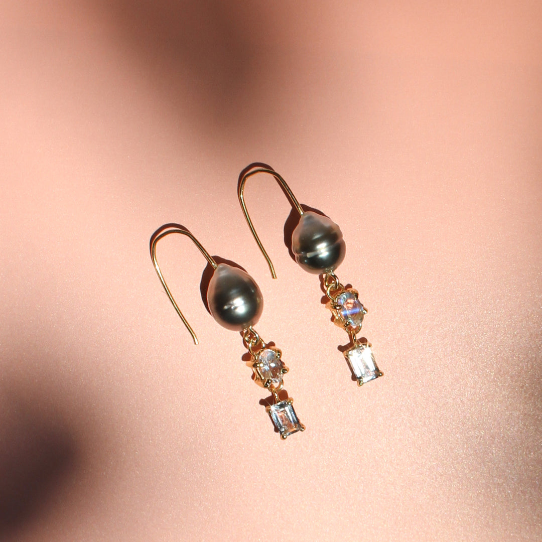 Moonstone and Aquamarine Earrings