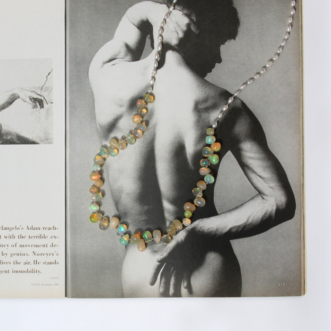 Ethiopian Opal and White Rice Pearl Necklace
