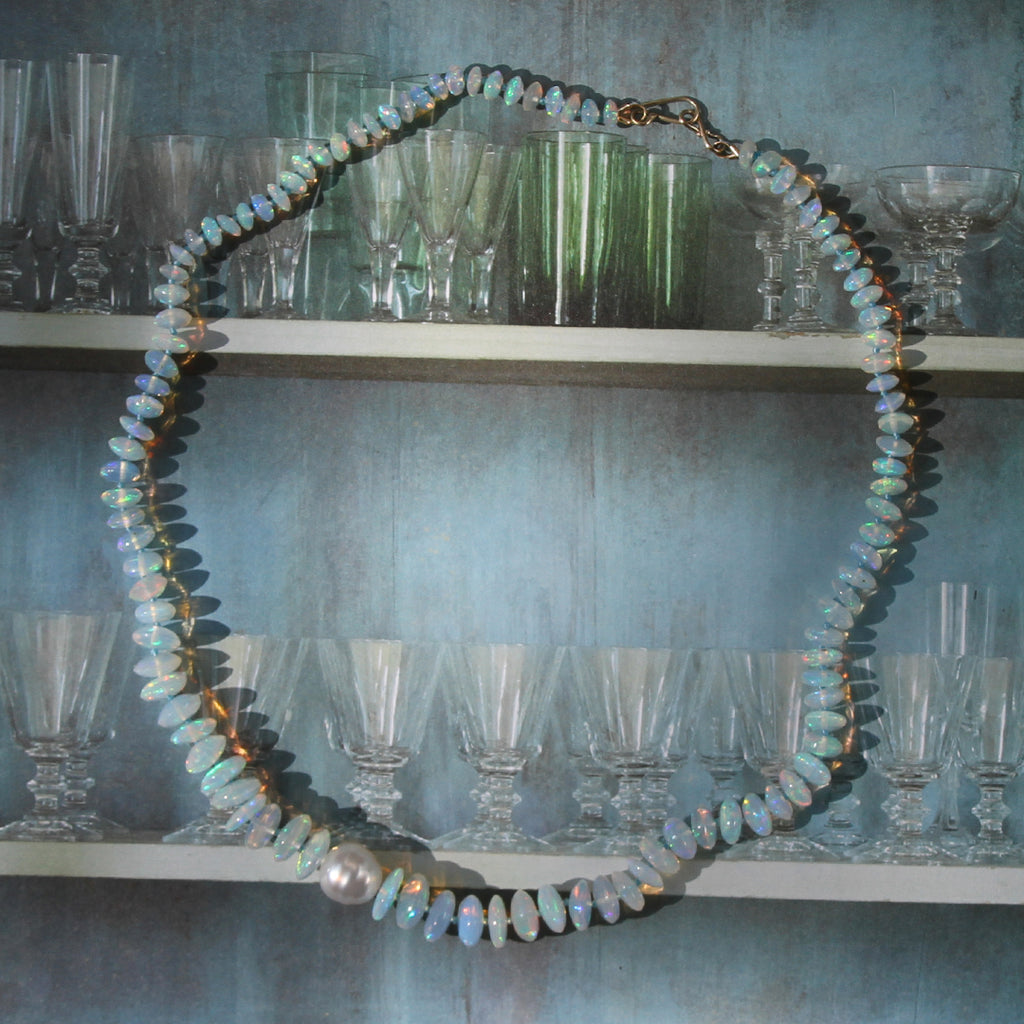 Opal and South Sea Pearl Necklace