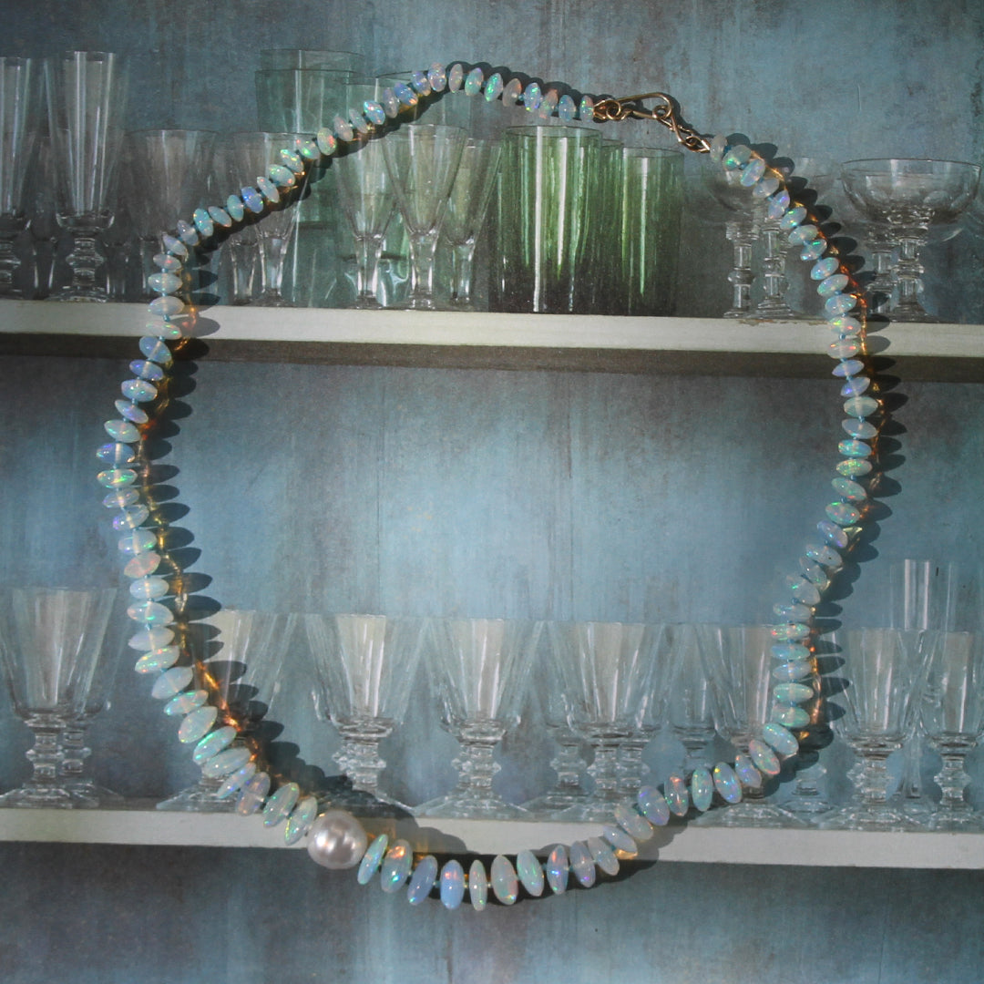 Opal and South Sea Pearl Necklace