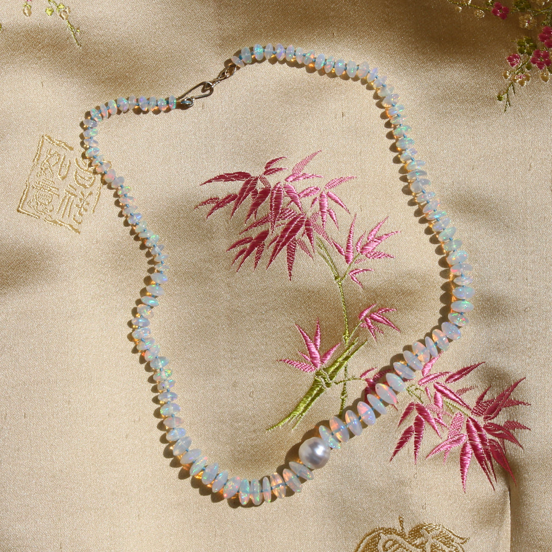 Opal and South Sea Pearl Necklace