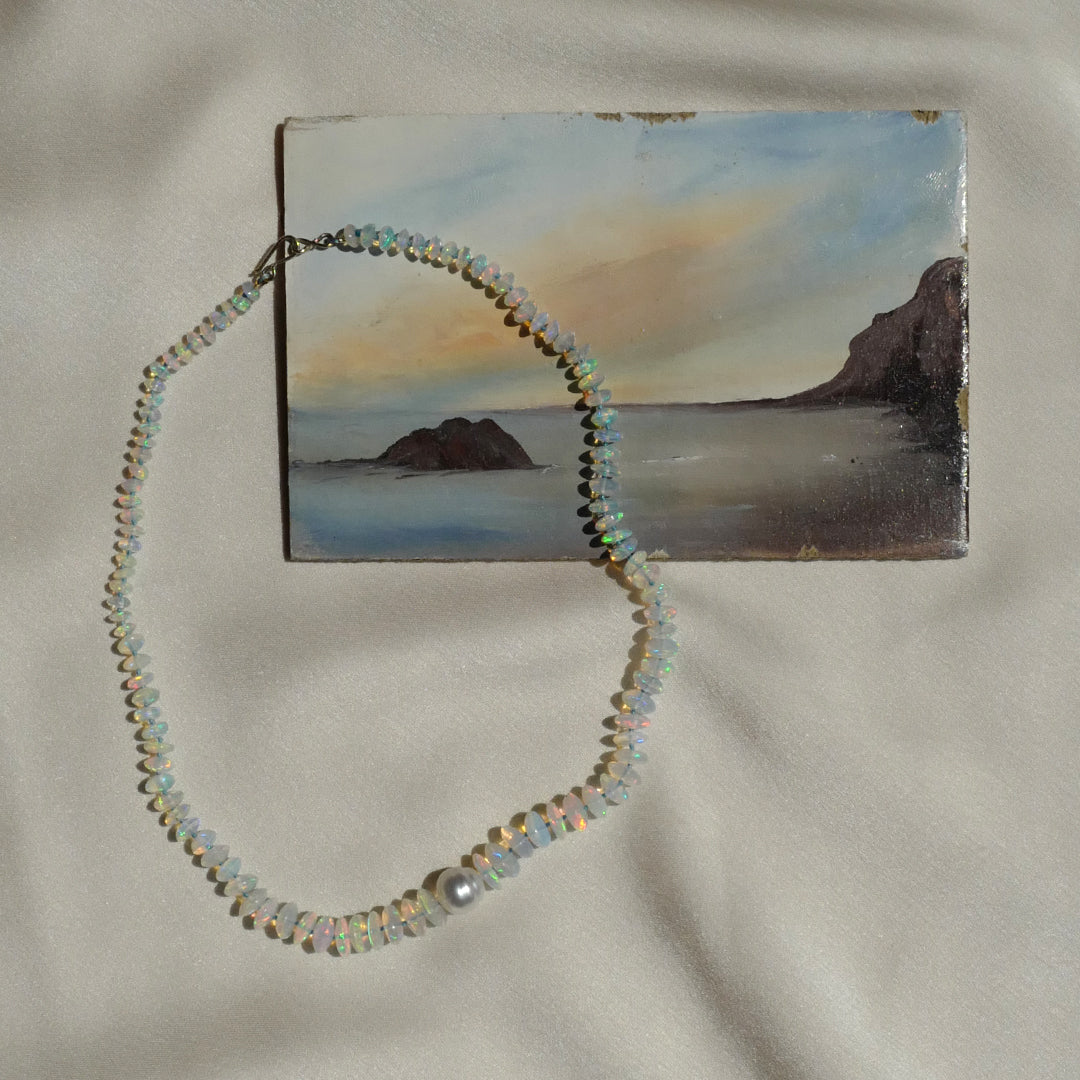 Opal and South Sea Pearl Necklace