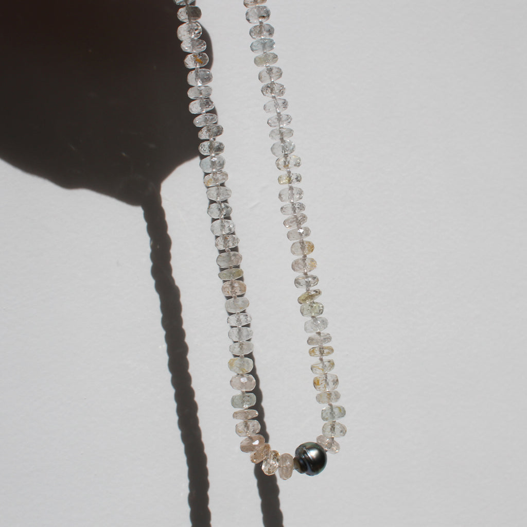 Aquamarine and Tahitian Pearl Necklace
