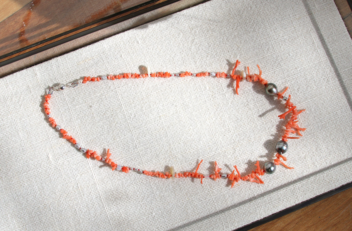Vintage Pink Coral and Emeralds.