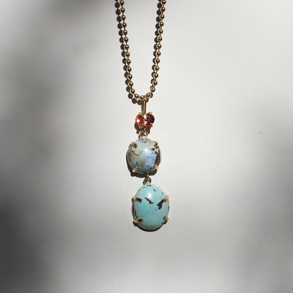 Golden Hills Turquoise and Bi-Color Sapphire Totem Pendant