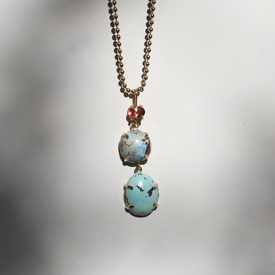 Golden Hills Turquoise and Bi-Color Sapphire Totem Pendant