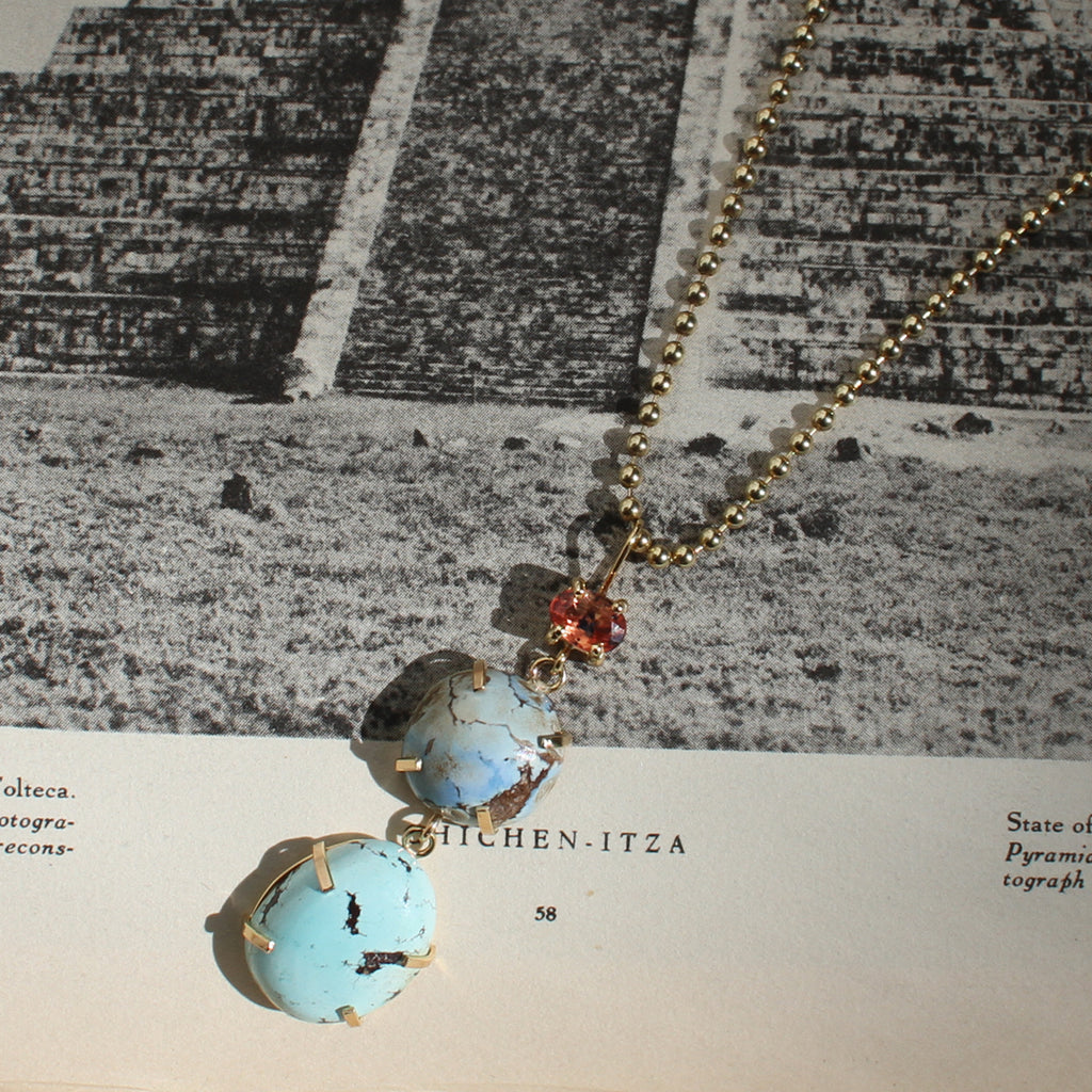 Golden Hills Turquoise and Bi-Color Sapphire Totem Pendant