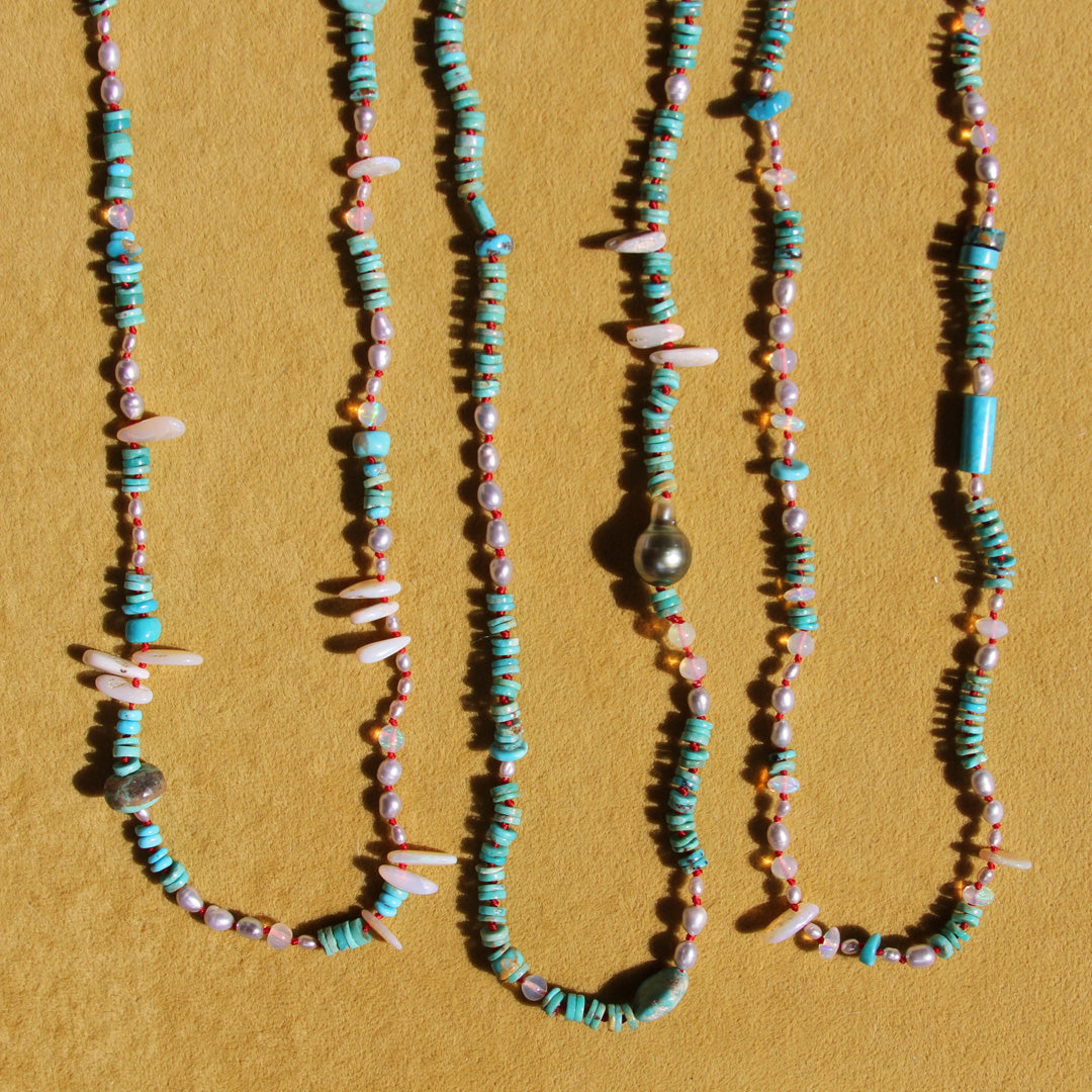 Turquoise and Tahitian Pearl Necklace