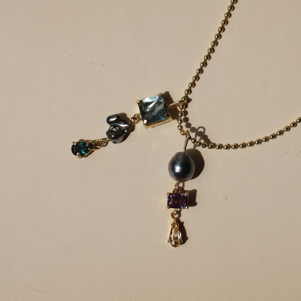 Tahitian Pearl, Lab-Grown Alexandrite and Yellow Beryl Totem Pendant