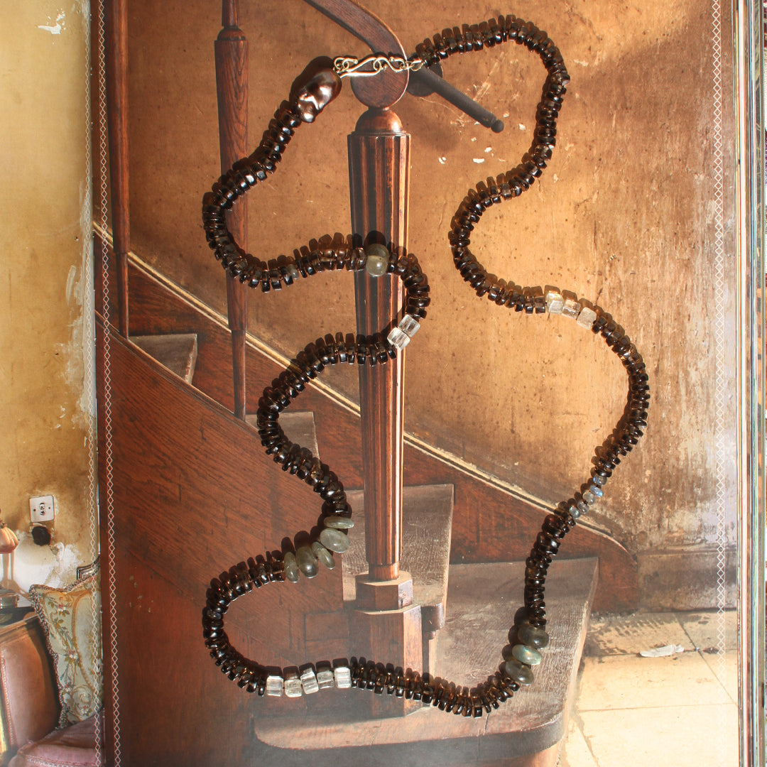 Smoky Quartz, Imperial Topaz and Labradorite Necklace